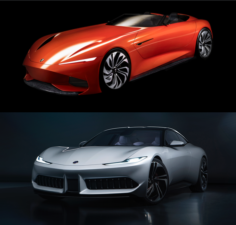 The Karma SC1 Vision Concept (top) and Karma Pininfarina GT coupe (bottom).